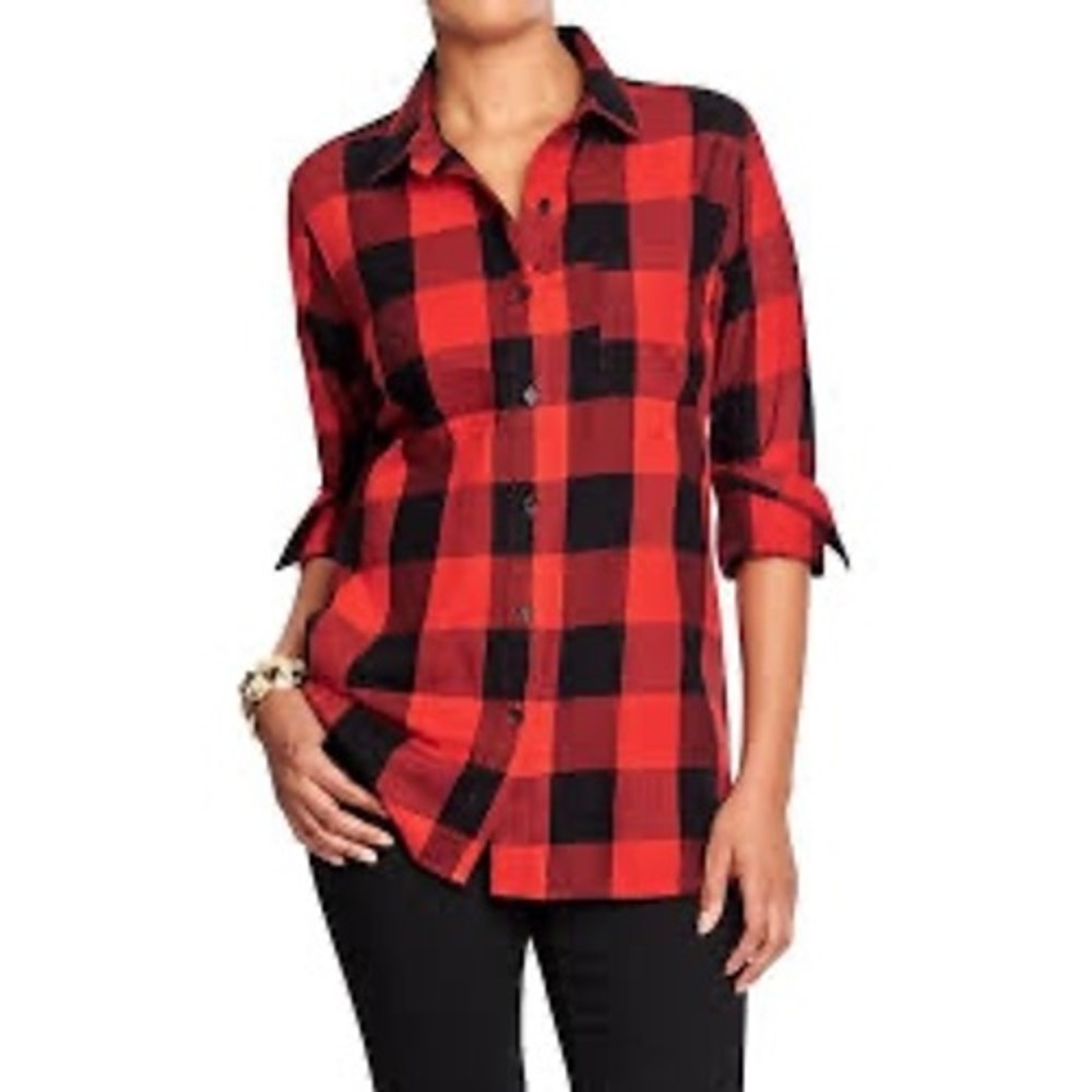 Old Navy Classic Shirt Red Buffalo Plaid Flannel Button Down Classic Heritage Sm